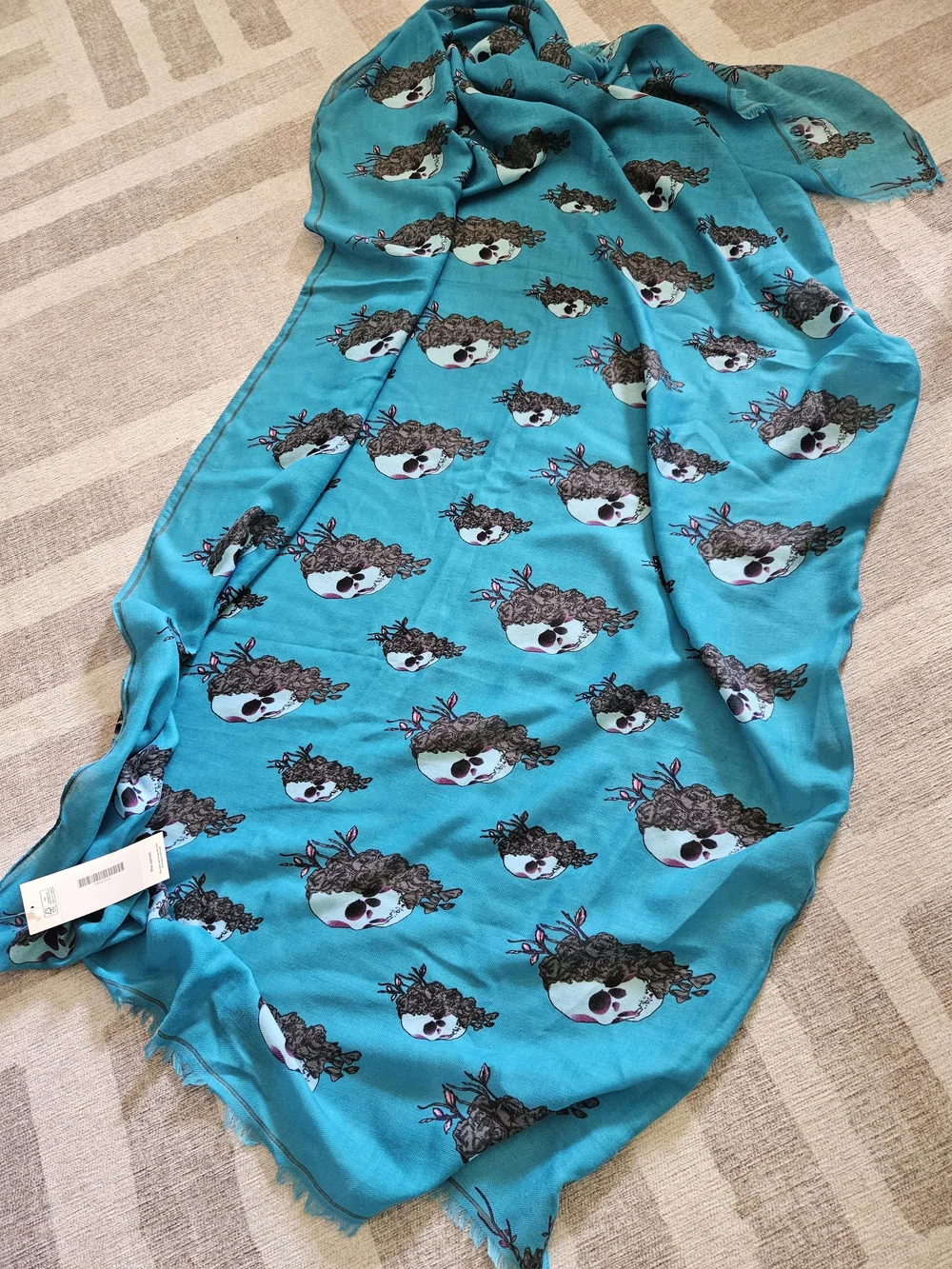 Alexander McQueen Turquoise Skull Scarf